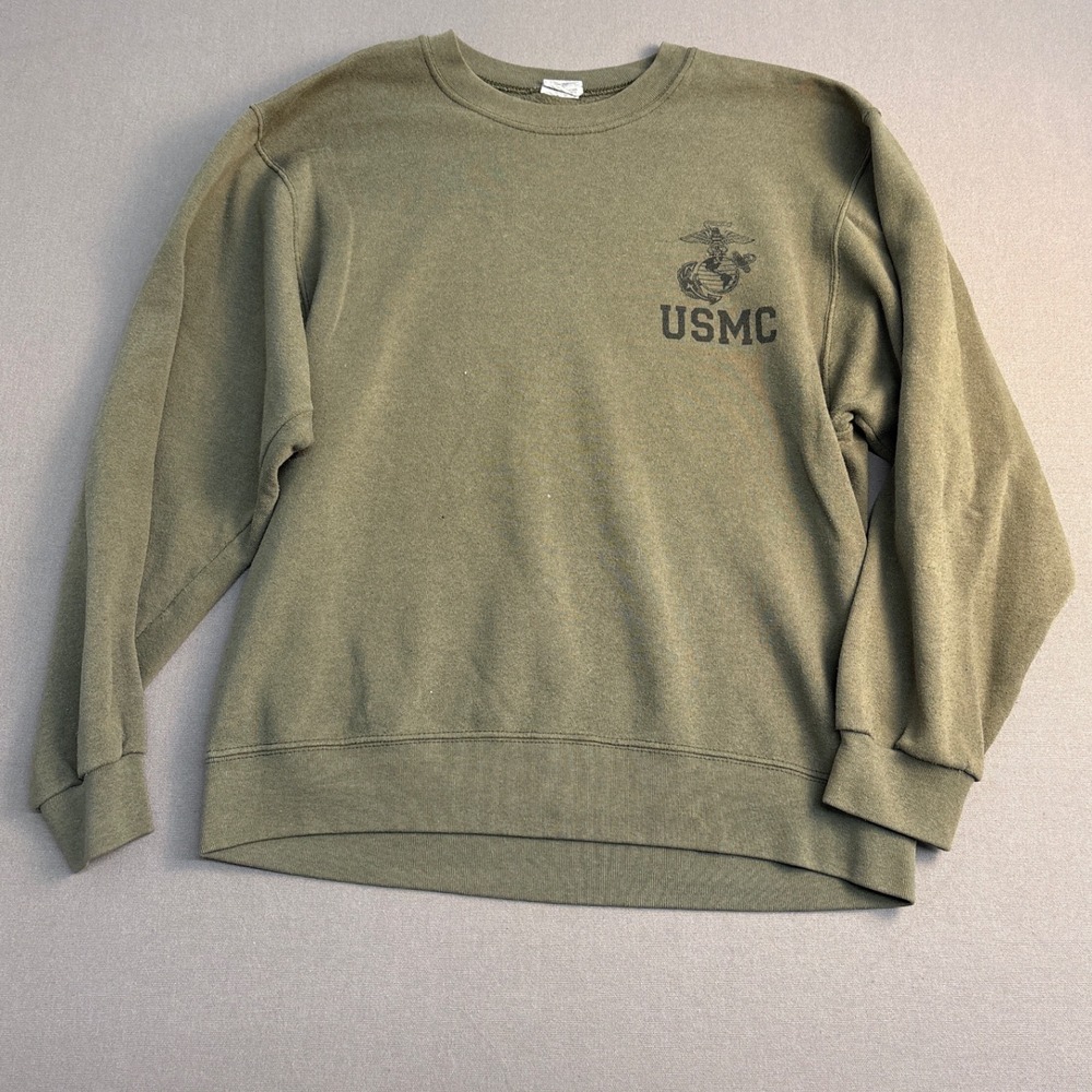 Vintage USMC Sweatshirt Mens Small Olive Drab Campbellsville Apparel USA Made